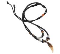Mikikit Collar de Dientes de Tiburón para Hombre y Mujer, Gargantilla de Cuentas Hecha a Mano con Cuerda Tejida Negra, Collar de Playa Verano Estilo Surfista, Joyería Tribal Unisex