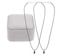 Mikikit Collar para Parejas Colgante de Corazón Magnético, 2 Cadenas Negras Ajustables, Caja de Terciopelo Gris, Accesorios de Joyería para Él Ella, Obsequio para San Valentín y Ocasiones