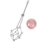 Mikikit Collar Soporte De Cristal Ajustable De Metal Duradero Para Hombre y Mujer, Jaula Para Piedras Naturales Color Blanco Plateado, Accesorio Versátil Para Exhibir Gemas, 1 Unidad