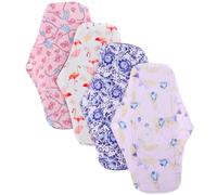 Mikikit Compresas Sanitarias Reutilizables de Carbón de Bambú 4 Unidades Alas Lavables para Periodo Menstrual Uso Diario Portátil Mujer Saludable