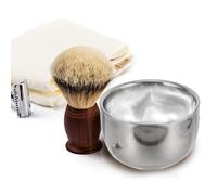 Mikikit Cuenco de Afeitar de Acero Inoxidable, Bol para Jabón de Afeitar, Tazón de Barbero Profesional para Espuma Cremosa, Superficie Pulida (Diseño Aleatorio)