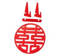 Mikikit Decoración de Boda China Signo Doble Felicidad Rojo Tradicional de Fieltro para Sala de Bodas Decoración Romántica para Habitación Matrimonial 1 Pieza
