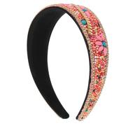 Mikikit Diadema Bohemia Ancha con Cuentas para Mujer Accesorio Cabello Boho Vintage Tocado para Boda Dama de Honor y Festivales Diseño Cómodo y Color Brillante