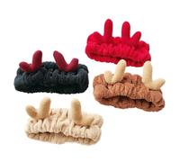 Mikikit Diadema Cabello Cuernos de Reno Navideños 4 Piezas de Tela Suave y Absorbente Turbante Elástico para Maquillaje y Ducha Multicolor Reutilizable y Transpirable