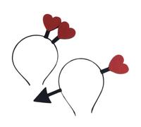 Mikikit Diadema Cabello Forma de Corazón 2 Piezas Color Rojo Accesorios Día de San Valentín Adornos para Pelo Mujer y Niñas Decoración Festiva para Fiestas y Regalos