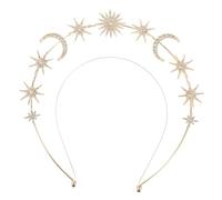 Mikikit Diadema con Aro de Nuestra Señora Tocado Elegante de Estrella y Luna Accesorio Cabello de Diadema de Diosa para Novias Fiesta de Boda y Cosplay de Mujer