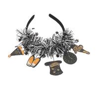 Mikikit Diadema de Año Chino Tocado de Feliz Año para Fiesta de Navidad Purpurina Accesorios Cabello de Navidad
