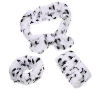 Mikikit Diadema de Franela para Spa y Limpieza Facial para Niña, 3 Piezas Pulseras de Peluche Estampado de Leopardo, Banda Cabello Suave y Flexible para Cuidado Piel