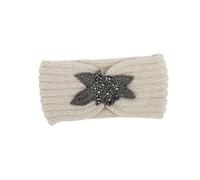 Mikikit Diadema de Lana Beige Diseño de Flores para Mujer y Niña, Cálida y Sencilla, Hecha a Mano, Adecuado para Spa y Protección del Cabello al Lavar la Cara