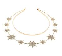 Mikikit Diadema Doble Capa Estrella de Seis Puntas para Mujer, Accesorio de Decoración Cabello Dorado, Diadema para Novia y Fiestas, Aros Pelo de Boda y Eventos Obsequios