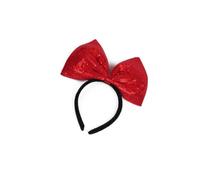 Mikikit Diadema Lazo Rojo de Lentejuelas, Accesorio Cabello Cómodo y Elegante, Adecuado para Fotos y Retratos en Fiestas