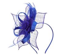 Mikikit Diadema Vintage de Malla y Organza Azul Plumas de Pavo Real Tocado Victoriano para Mujer Adecuado para Bodas Fiestas de Té y Eventos Retro Accesorio Artesanal para Cabello