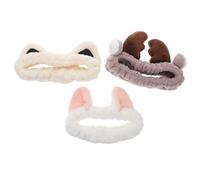 Mikikit Diademas de Tela Orejas de Gato para Niñas y Mujeres, Set de 3 Piezas Cómodas y Lindas para Mantener el Cabello Rostro Cuidado Piel