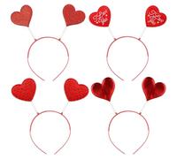 Mikikit Diademas Día Enamorados 4 Piezas, Accesorios Cabello Diseño de Corazón Rojo, Ligeras y Cómodas, Ideales para Disfraces y Fiestas Temáticas
