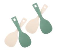 Mikikit Espátula para Arroz de Silicona Antiadherente 4 Piezas 2 Beige 2 Verdes Resistente al Calor Mango Largo Ergonómico Soporte Independiente Adecuado para Servir y Cocinar en