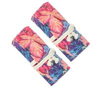 Mikikit Estuche de Lona para Lápices y Pinceles 48 Ranuras Diseño de Hoja de Arce Morada Organizador Portátil para Acuarela y Pintura al Óleo Bolsa de Almacenamiento para Herramientas