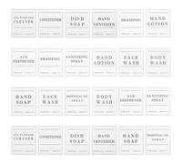 Mikikit Etiquetas Impermeables para Botellas de Baño y Jabón, Autoadhesivas Blancas 70x80mm, 24 Unidades (2 Paquetes), Resistentes al Aceite para Organizar Frascos y Dispensadores