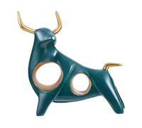 Mikikit Figura de Toro de Resina Creativa para Decoración de Escritorio Estatua de Toro de Dibujo Decoración Moderna para Oficina Adorno del Zodíaco Chino