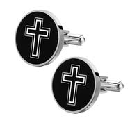 Mikikit Gemelos de Acero en Forma de Cruz Negros 1 Par de Sujetadores Decorativos para Camisas Masculinas Cierres Cruzados para Ropa Formal y Negocios