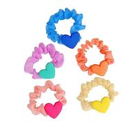 Mikikit Gomas Pelo Elásticas Dije de Corazón 5 Piezas Tamaño Estándar para Niñas y Mujeres Uso Diario Accesorios Cabello de Tela y Resina