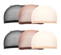 Mikikit Gorras de Peluca de Nailon 6 Piezas Multicolor (negro, Beige, Café) Malla Elástica Ligera para Mujer Uso Diario y Ocasiones Obsequios