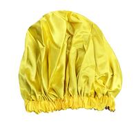 Mikikit Gorro de Satén Doble Capa Ajustable para Dormir Mujer Elástico Retiene Humedad Protege Color Amarillo Noche y Quimioterapia
