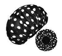 Mikikit Gorros De Ducha Para Baño 2 Unidades Talla Única Diseño De Lunares Impermeables Para Mujer Uso Diario y Salón Banda Elástica