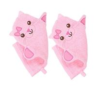 Mikikit Guantes de Baño de Dibujos Animados para Bebés 2 Unidades Talla Grande Color Rosa Exfoliantes Corporales para Niños Uso en Ducha Cuidados Personales