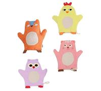 Mikikit Guantes de Baño para Niños 4 Piezas Animales Exfoliantes Coloridos Herramienta de Ducha Portátil para Bebés Casa y