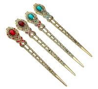 Mikikit Horquillas Pelo Vintage 4 Pcs, Accesorio Cabello Aleación y Gemas de Imitación, Decoración Retro para Fiesta y Peinados Elegantes, Color Aleatorio