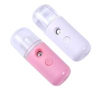 Mikikit Humidificador en Aerosol Nano Pulverizador de Niebla 2 Unidades Tamaño Mini Portátil para Cuidado Facial Piel Hidratante Color Claro y Rosa Portátil