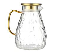 Mikikit Jarra de Vidrio para Agua Fría y Zumo 1.5L Transparente para Oficina y Tapa