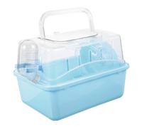 Mikikit Jaula para Hámster Portátil De Plástico Resistente Ventana Panorámica, Tamaño Compacto, Adecuado para Transporte y Viaje, Apta para Hámsteres y Pequeños Roedores, Color Azul