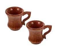 Mikikit Juego de 2 Copas de Vino de Madera Natural con Base Alta y Diseño Redondo Resistentes e Irrompibles Aptas para Bebidas Calientes y Frías Ideales para Uso en Hogar y