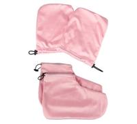 Mikikit Juego de 2 Pares Guantes y Cubiertas de Cera para Pies y Manos, Tamaño Único, Tejido Térmico Suave, para Terapia de Parafina en Spa y Hogar, Color Rosa