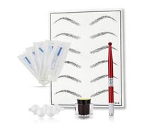 Mikikit Juego De Cejas Profesional 7 Piezas Kit Manual Rojo Para Práctica y Diseño De Cejas Pigmentos y Anillos Para Dedos, Uso Desechable Para Aprendiz y Experto