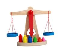 Mikikit Juego de Juguetes Educativos Tempranos de Madera Balanza de Madera para Material Didáctico Escolar para Desarrollo Temprano Coordinación Mano-Ojo y Cálculo Numérico Adecuado