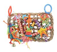 Mikikit Juguete Colgante para Loros Medianos, Tapete de Paja Trenzada Multifuncional Ganchos Integrados para Jaulas, Adecuado para Búsqueda de Alimento y Color Aleatorio Varios Estilos