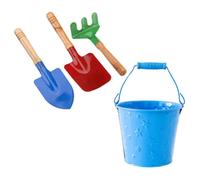 Mikikit Juguete de Herramientas de Jardinería Cubo de Hierro y Pala 3 Piezas, Conjunto Portátil y Colorido para Juegos de Verano y Jardín al Aire Libre Color Aleatorio