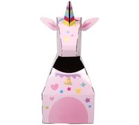 Mikikit Juguete Portátil de Caja de Cartón Unicornio para Niños Pequeños, Tamaño Mediano, DIY Creativo, Disfraz de Cartón Usable, Juego al Aire Libre para Niños en Jardín Infantil, 1 Unidad