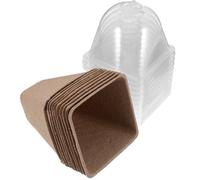 Mikikit Kit de 10 Macetas Biodegradables con Tapa de Cúpula Ventilada para Vivero y Diseño de Orificio Central para Plántulas y Plantas Pequeñas en Ambiente Doméstico
