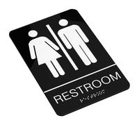 Mikikit Letrero de baño unisex en braille que cumple con la ADA. Letreros para baños para discapacitados adhesiva para negocios. Etiqueta de baño unisex para oficinas y restaurantes.
