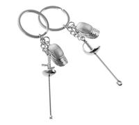Mikikit Llavero de Esgrima Llavero Creativo de Metal Plata, Espada Pesada y Sable, Ligero y Portátil, para Llaves de Coche y Mochila, Recuerdo de Club para Esgrimistas
