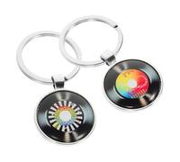 Mikikit Llavero de Música de Vinilo Colgante de Disco Retro, 2 Piezas de Aleación de Zinc Decorativo para Bolso y Obsequio Original