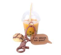 Mikikit Llaveros Creativos de Té Leche y Perlas en Resina Color Café, Decoración Colgante para Coche Adecuado para Cumpleaños y Regalos