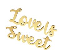 Mikikit Love Is Sweet Decoración de Mesa para Boda, Letras Grandes de Madera Dorada, Centros de Mesa para Recepción, Decoración Rústica para Fiesta y Compromiso