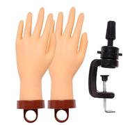 Mikikit Mano de Práctica para Uñas de Silicona Flexible Modelo de Mano Móvil para Entrenamiento de Manicura con Soporte de Escritorio Base para Formación Arte de Uñas