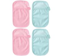 Mikikit Manoplas de Baño de Algodón y Poliéster, Paquete de 4 Unidades, Diseño de Doble Cara, Uso para Ducha y Cuidado Infantil Color Aleatorio