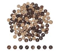 Mikikit Marrones Naturales de 13mm Ligeros y Fáciles de Coser Doble Agujero 150 Botones de Concha de Coco Redondos para Manualidades y Proyectos de Costura