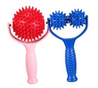 Mikikit Masajeador de Rodillos para Cuello y Espalda, 2 Unidades Mango Texturizado, Adecuado para Masaje Manual en Hombros, Piernas y Pies, Herramienta para Aliviar Molestias Musculares